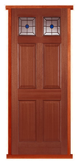 Colonial (6 Panel) Top Light Hardwood External Pre-hung Door Set